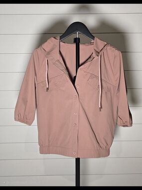 New Aleeza Paris Dusty Rose Hooded Button Jacket From Sample SALE XS